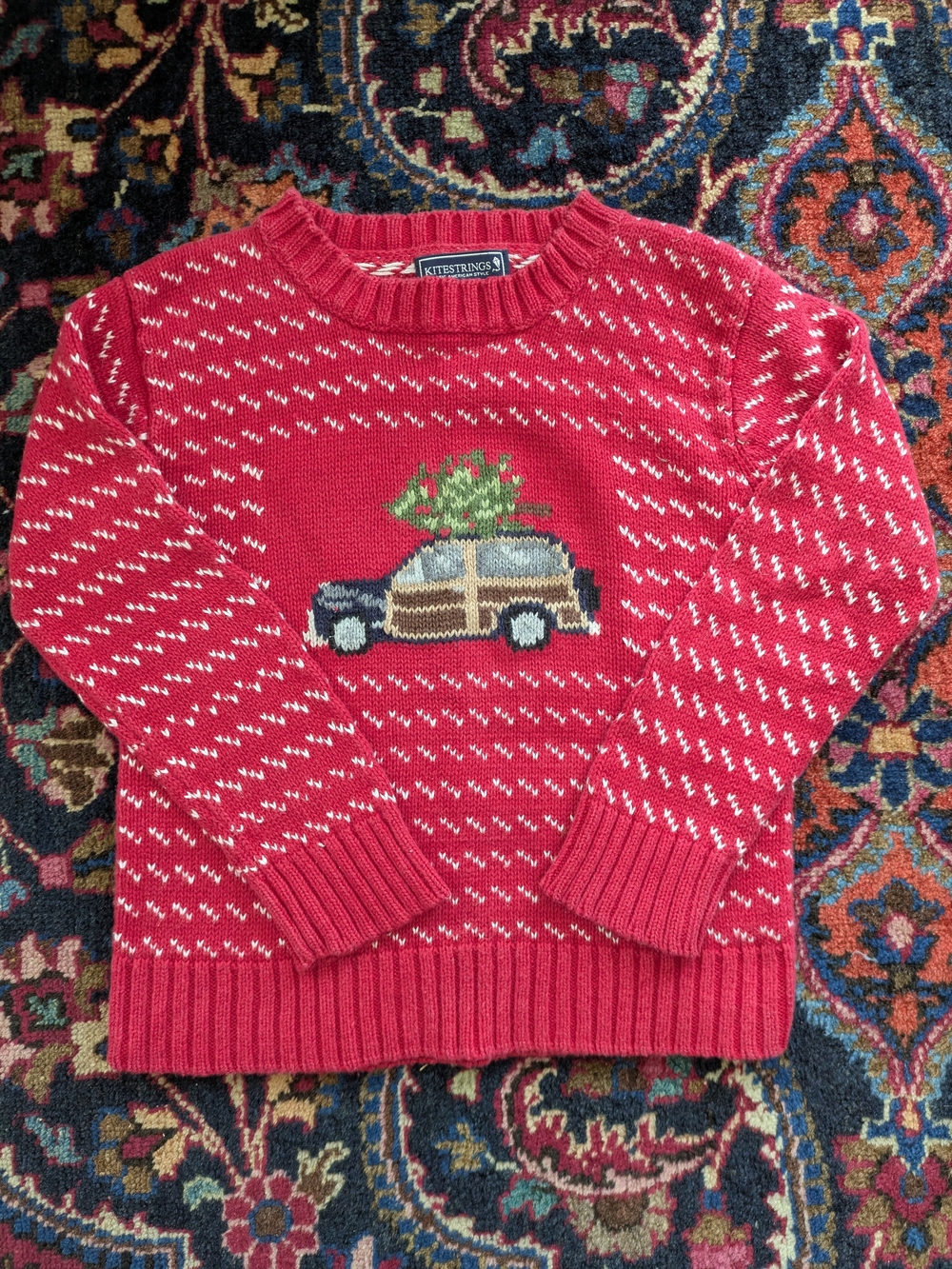 Vintage Kitestrings Kids Red Holiday Sweater Size 4